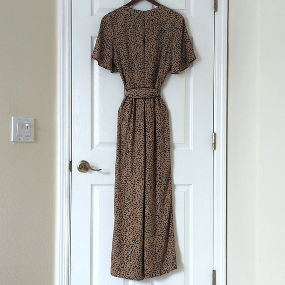 Greylin Anthropologie Galena Surplice Short Sleeve Wide Leg Jumpsuit Honey XS - Picture 14 of 16